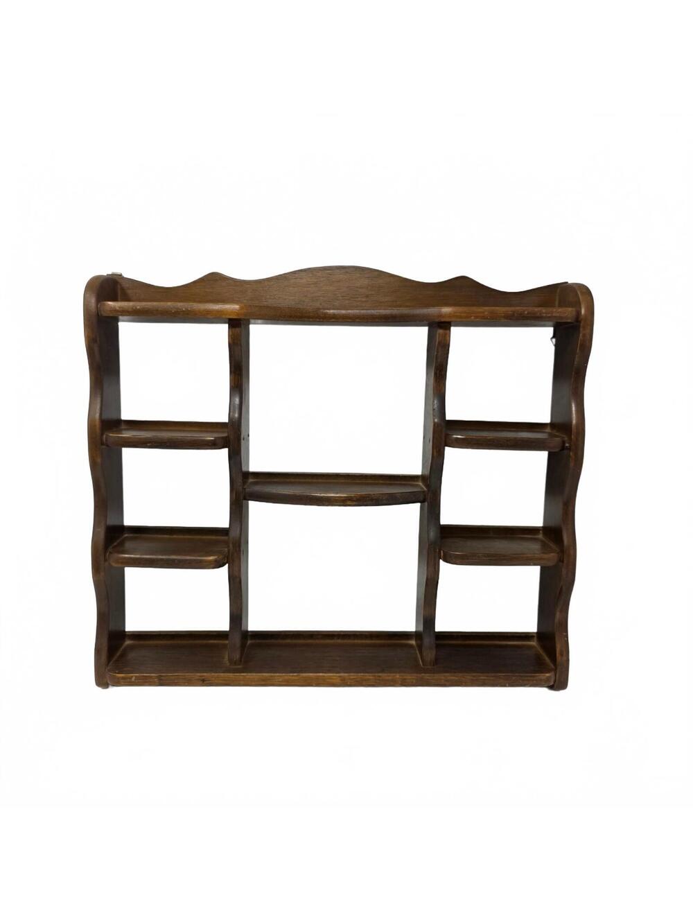 Wood Wall Curio Shelf Scalloped Cottage Knickknack Display 16.5 Inch